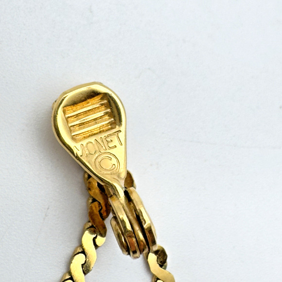 Vintage Monet Serpentine Chain Earrings Dangle Clip On 1.5" - Picture 5 of 6